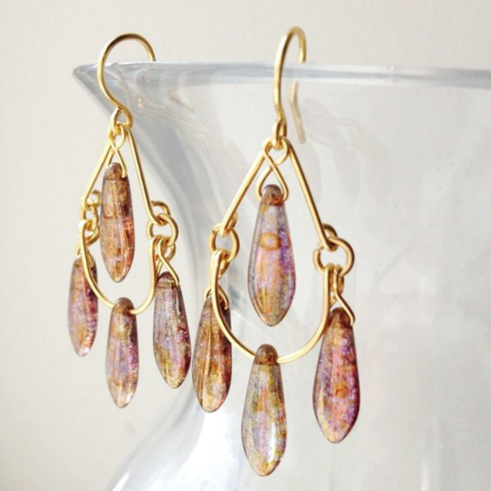 Gold Topaz Luster Chandelier Earrings